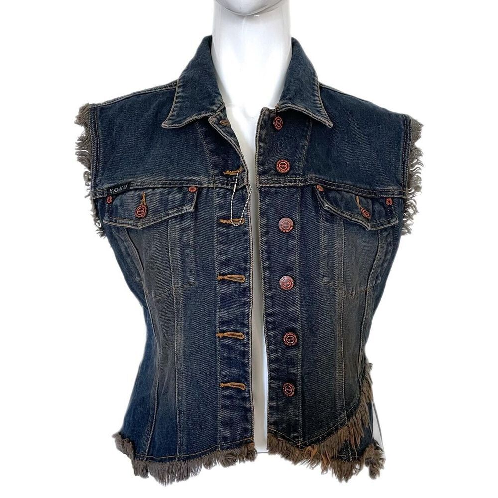 Vintage Y2K Denim Jean Vest Women's Large